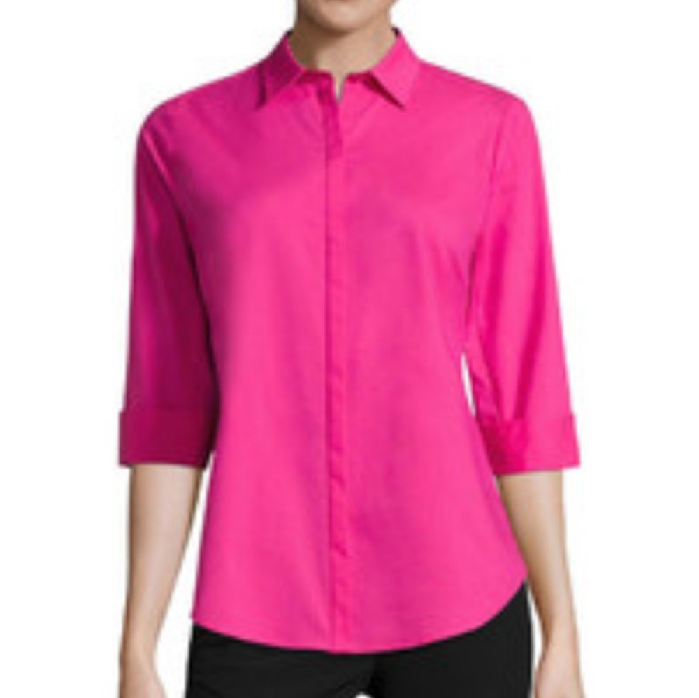 Worthington Pink Button Down Top Sz Lg